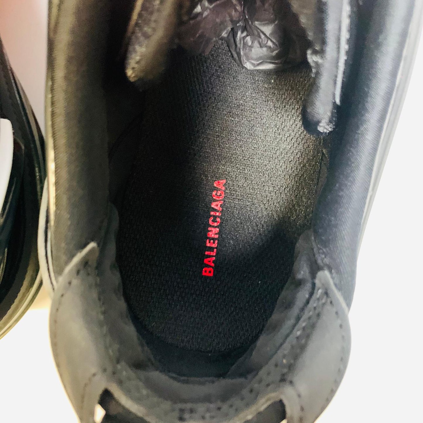 BALENCIAGA Black Red Men's Tyrex Road Rubber Panel Sneaker Trainer UK 7 NEW