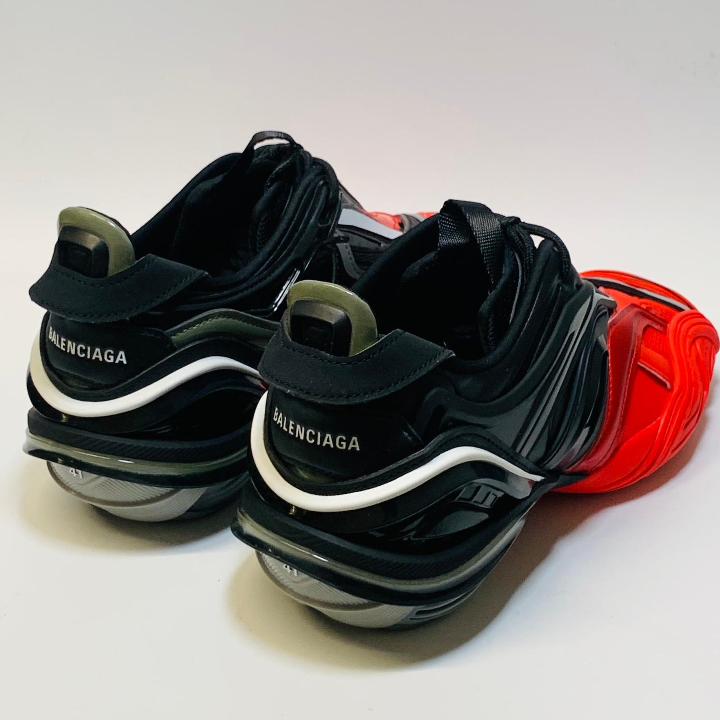 BALENCIAGA Black Red Men's Tyrex Road Rubber Panel Sneaker Trainer UK 7 NEW