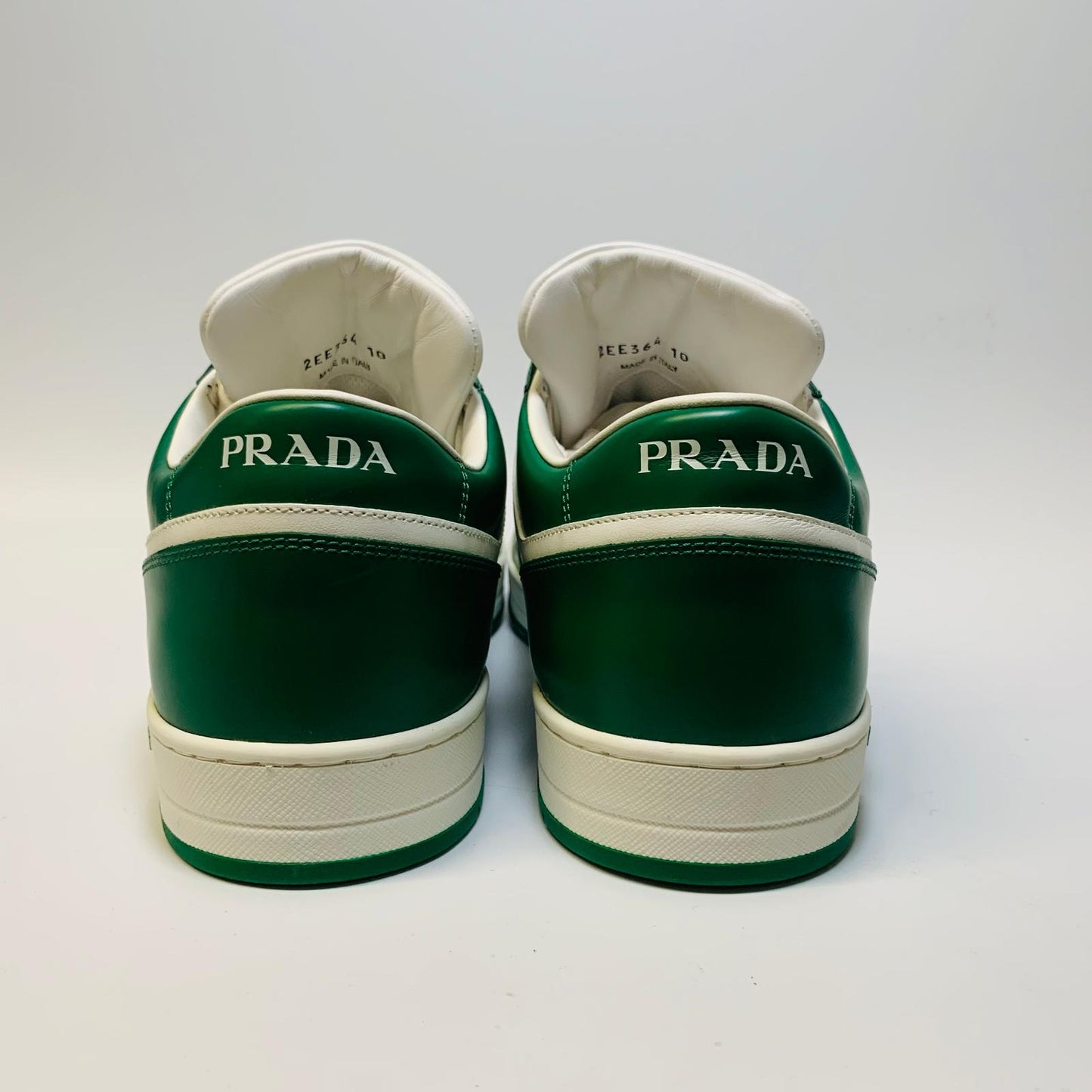 PRADA Green Accent Men's Downtown Classic White Lace Sneaker Trainer UK 12 NEW