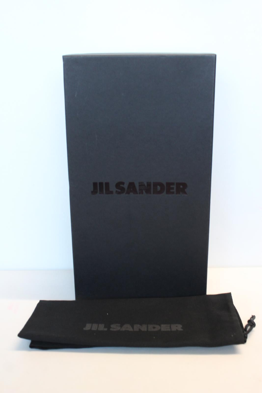JIL SANDER Ladies Black Whipstitched Square Toe Leather Flat Shoes EU38 UK5 NEW