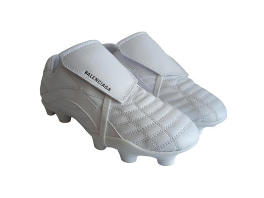 BALENCIAGA Ladies White Faux Leather Football-Style Quilted Trainers UK5 NEW