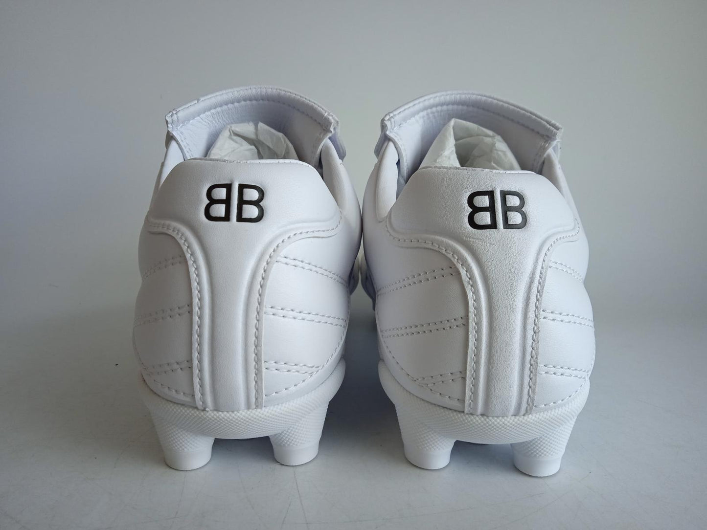 BALENCIAGA Ladies White Faux Leather Football-Style Quilted Trainers UK5 NEW