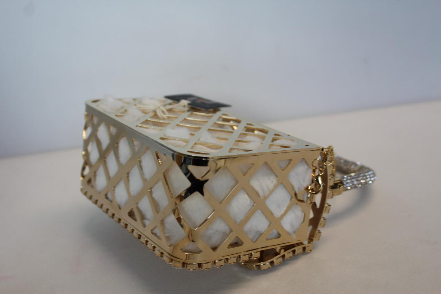 ROSANTICA Ladies Malga Gold Tone Crystal Embellished Fold Over Box Bag NEW