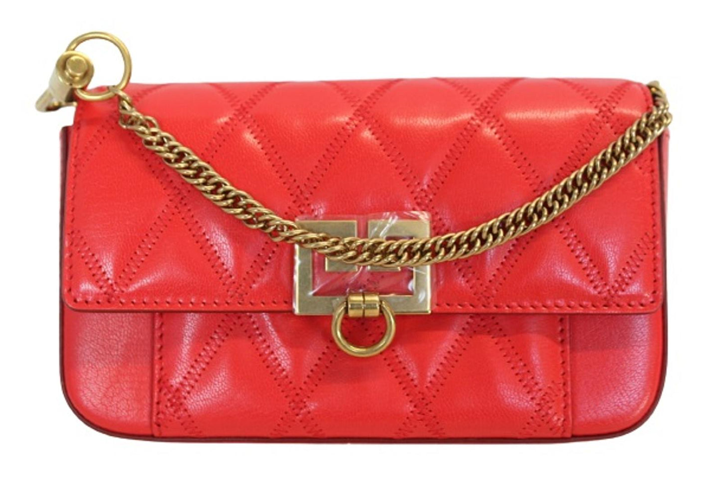 GIVENCHY Ladies Red Quilted Leather Pocket Mini Pouch Crossbody Shoulder Bag NEW