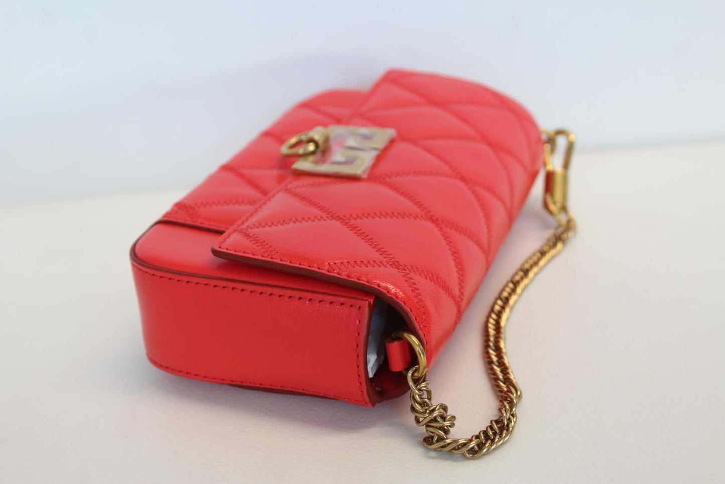 GIVENCHY Ladies Red Quilted Leather Pocket Mini Pouch Crossbody Shoulder Bag NEW