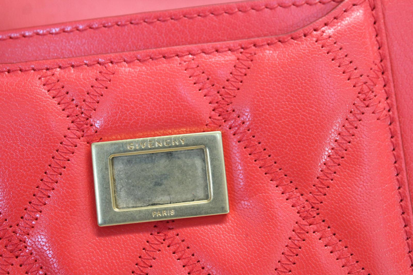 GIVENCHY Ladies Red Quilted Leather Pocket Mini Pouch Crossbody Shoulder Bag NEW