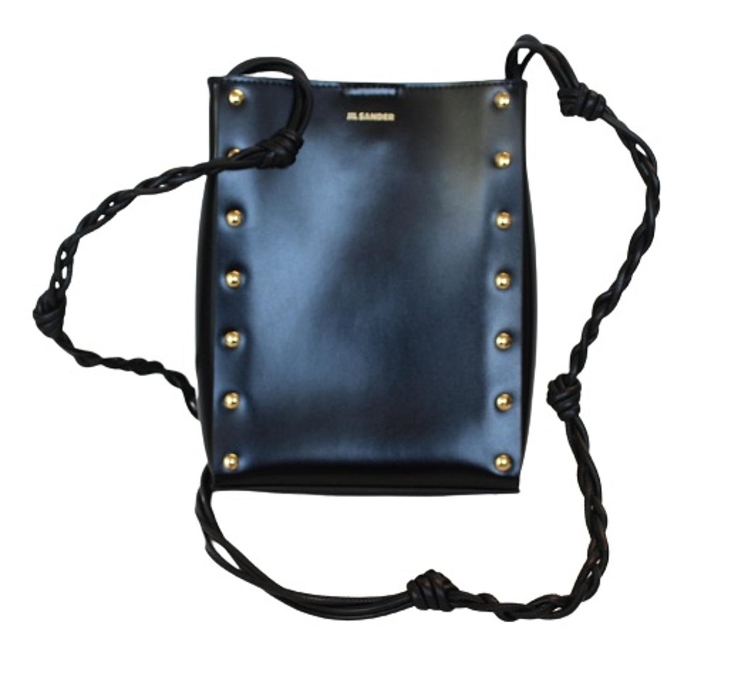 JIL SANDER Ladies Black Leather Magnetic Snap Small Tangle Crossbody Bag NEW