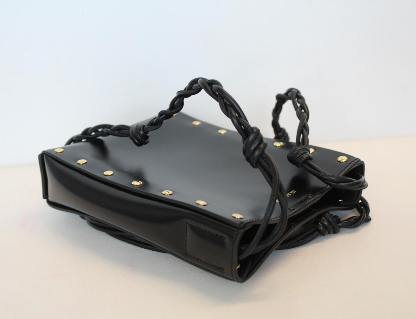 JIL SANDER Ladies Black Leather Magnetic Snap Small Tangle Crossbody Bag NEW