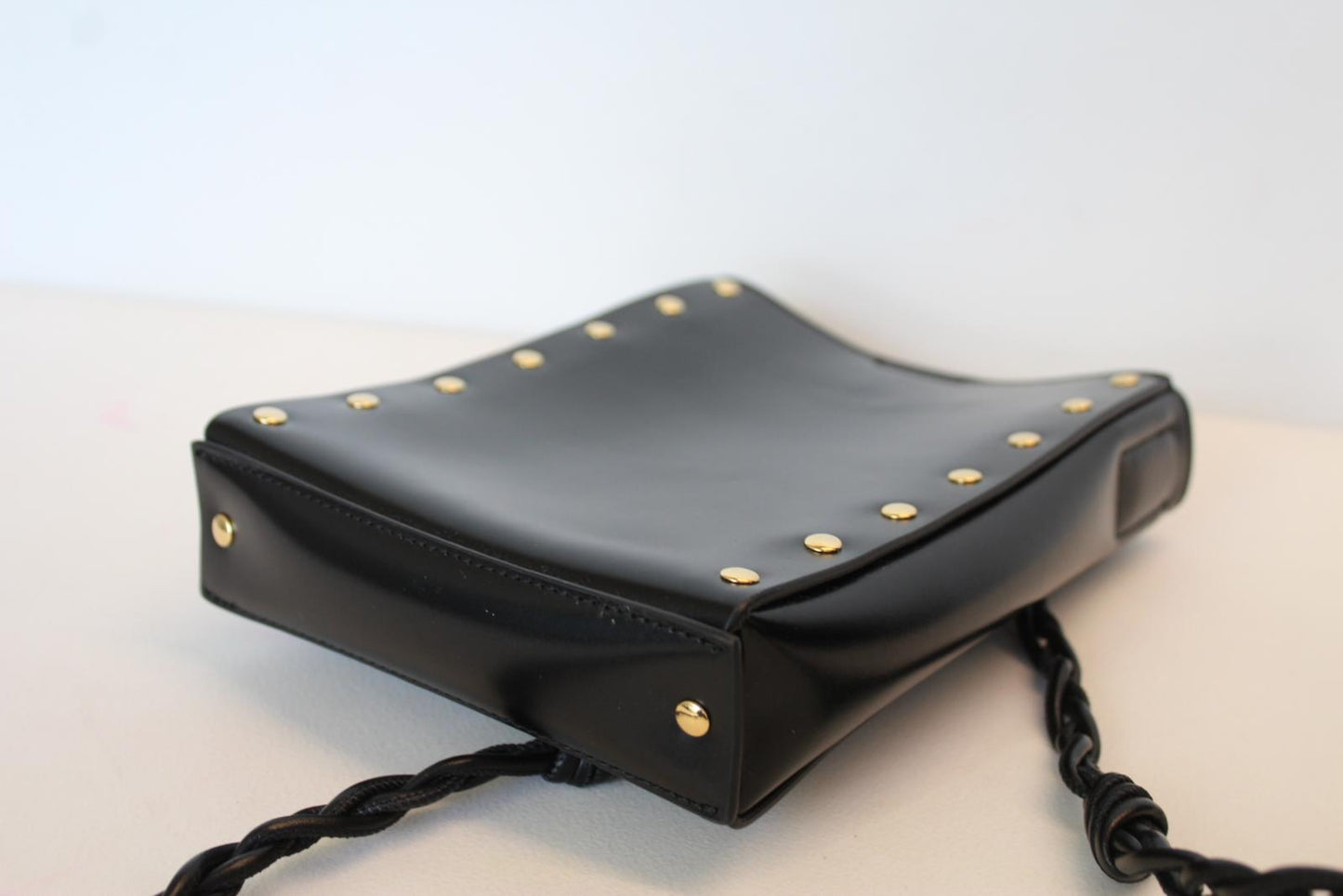 JIL SANDER Ladies Black Leather Magnetic Snap Small Tangle Crossbody Bag NEW