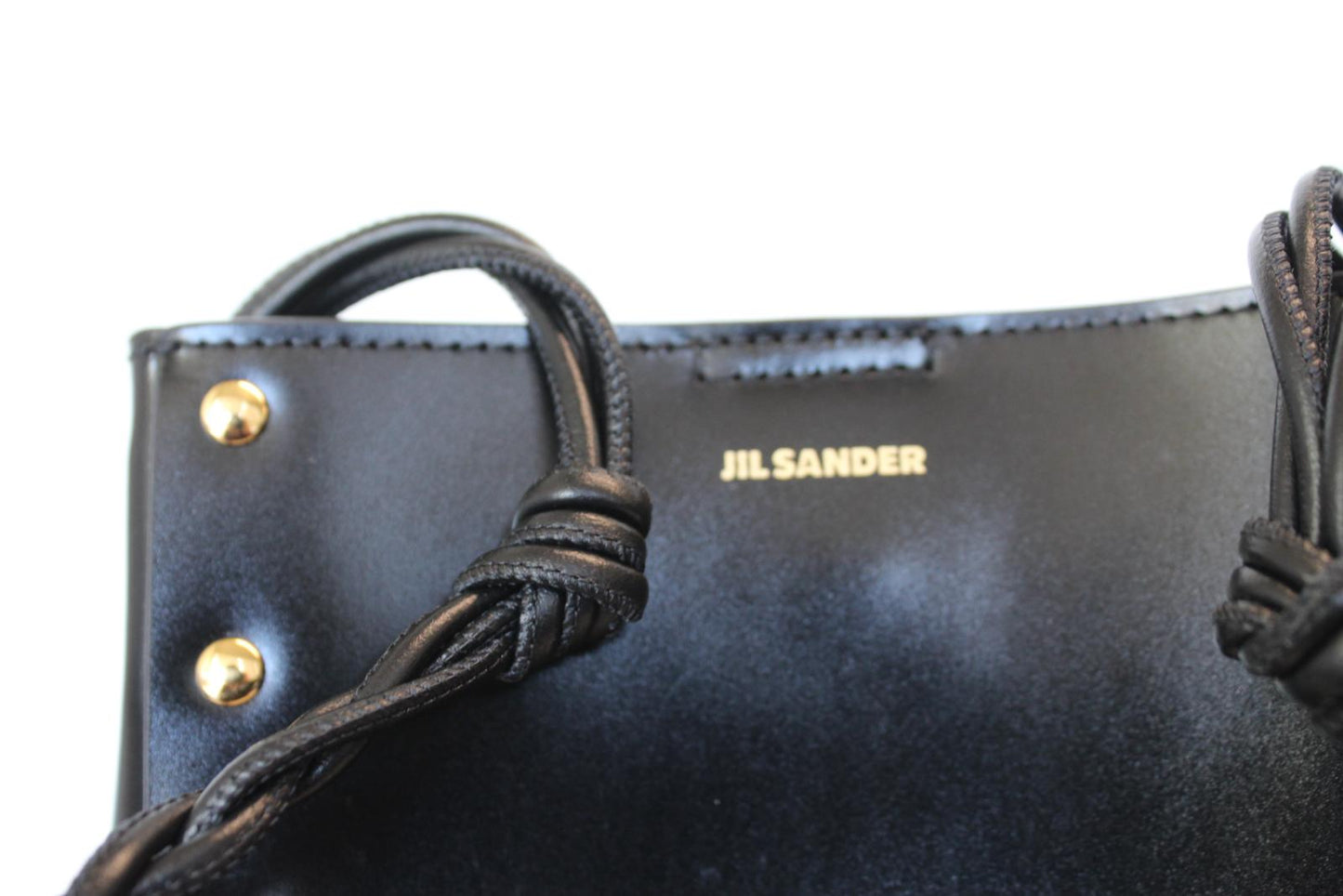 JIL SANDER Ladies Black Leather Magnetic Snap Small Tangle Crossbody Bag NEW