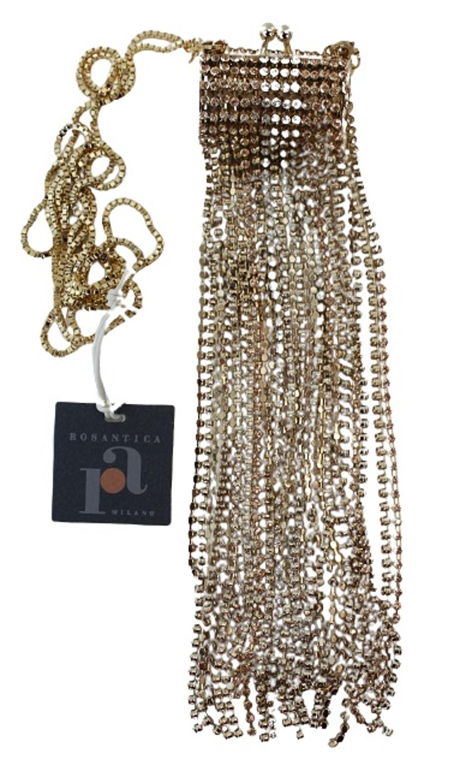 ROSANTICA Ladies Orfea Gold Tone Metal Crystal Fringe Drop Mini Bag OS NEW