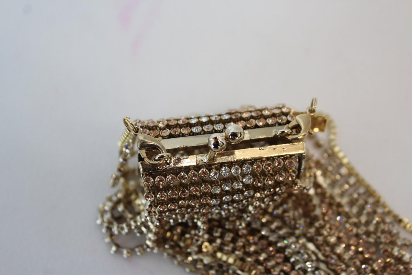 ROSANTICA Ladies Orfea Gold Tone Metal Crystal Fringe Drop Mini Bag OS NEW