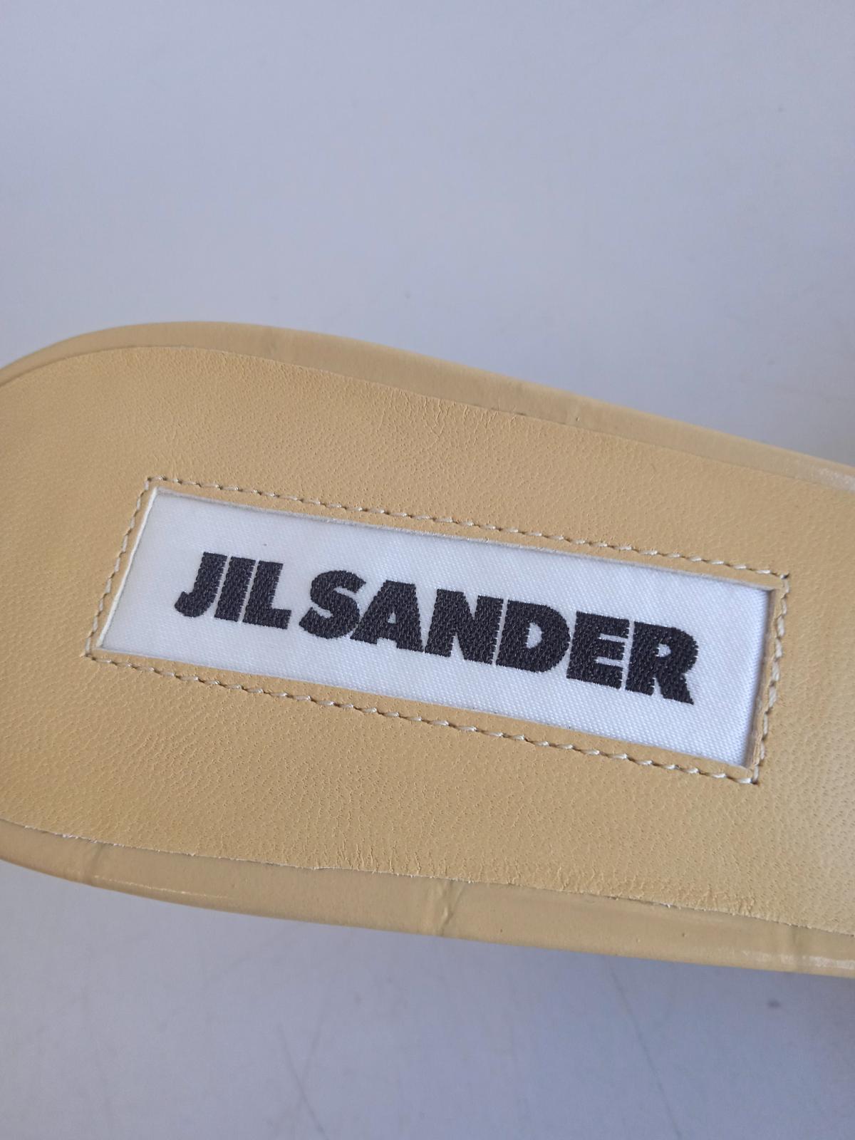 JIL SANDER Ladies Beige Leather Croc-Embossed Mule Shoes Size EU40 UK7 NEW