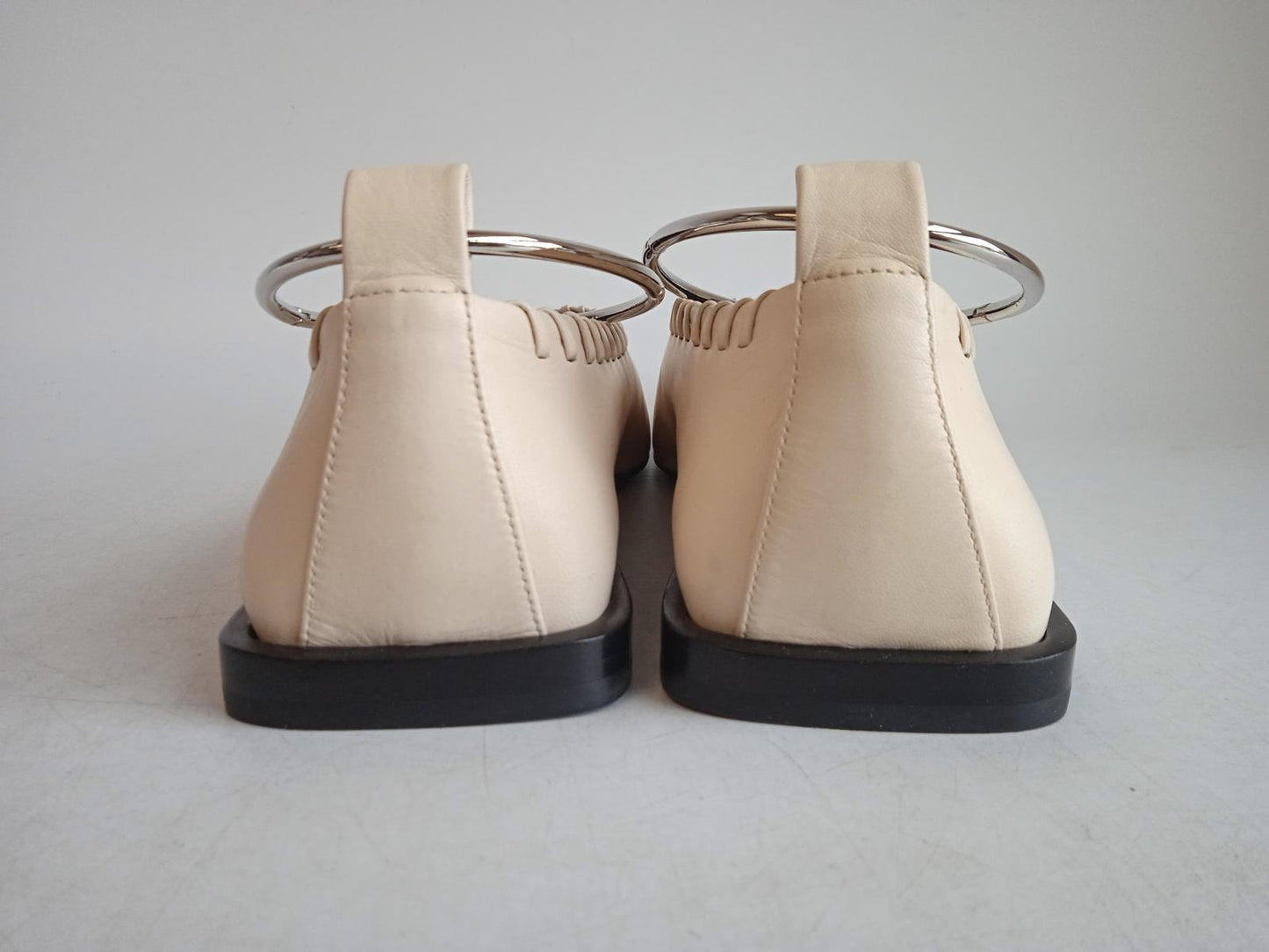 JIL SANDER Ladies Beige Leather Stitch Detail Ballerina Shoes EU41 UK8 NEW