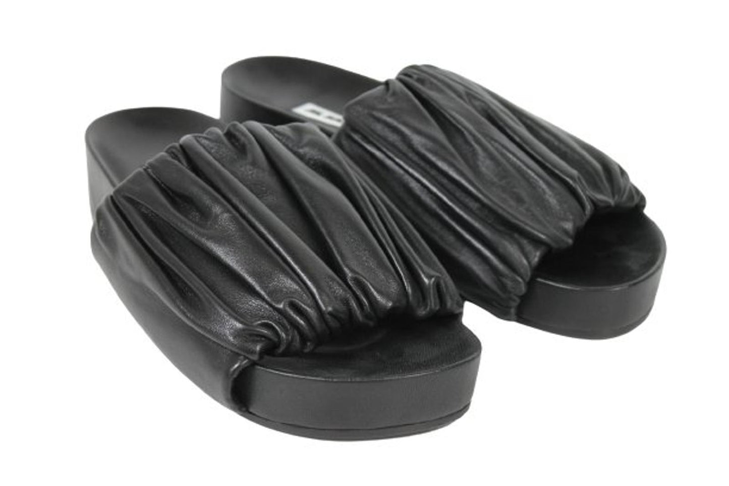 JIL SANDER Ladies Black Leather Chunky Sole Slider Sandals EU37 UK4 NEW