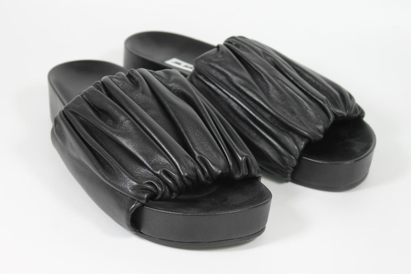 JIL SANDER Ladies Black Leather Chunky Sole Slider Sandals EU37 UK4 NEW