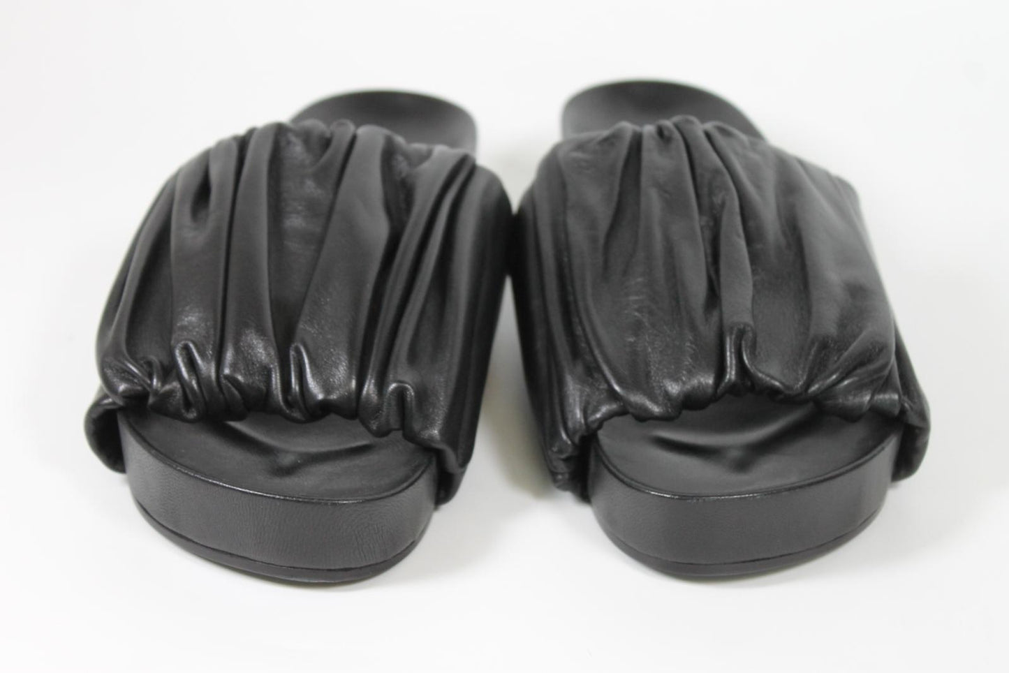 JIL SANDER Ladies Black Leather Chunky Sole Slider Sandals EU37 UK4 NEW
