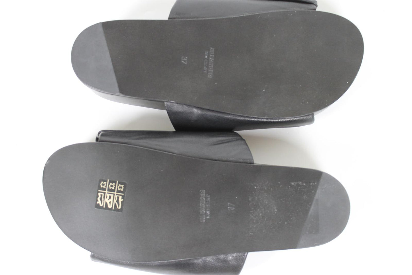 JIL SANDER Ladies Black Leather Chunky Sole Slider Sandals EU37 UK4 NEW