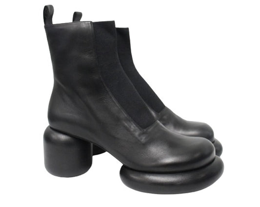 JIL SANDER Ladies Black Leather Chunky Heel Platform Sole Ankle Boots UK7 NEW