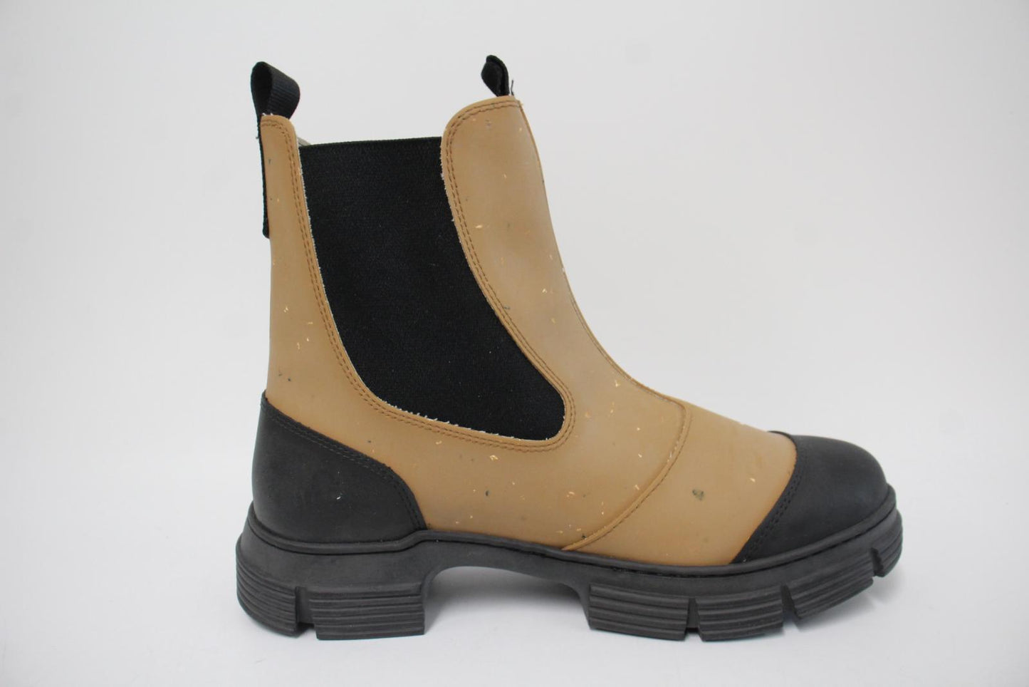 GANNI Ladies Tan Brown Flecked Recycled Rubber Chelsea Boots EU41 UK8 NEW