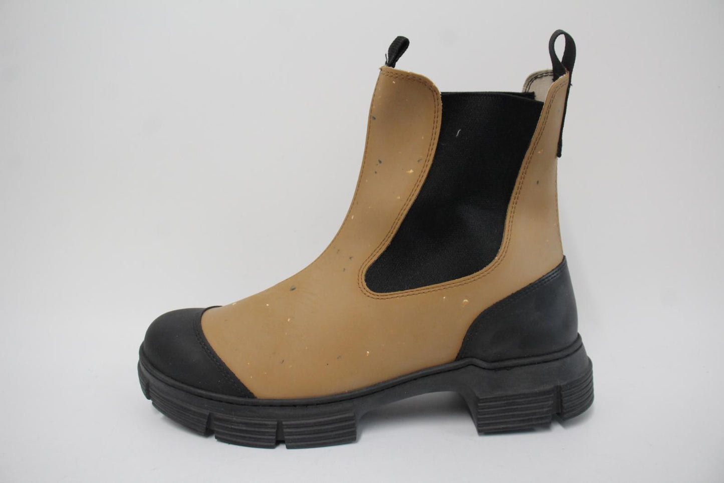 GANNI Ladies Tan Brown Flecked Recycled Rubber Chelsea Boots EU41 UK8 NEW