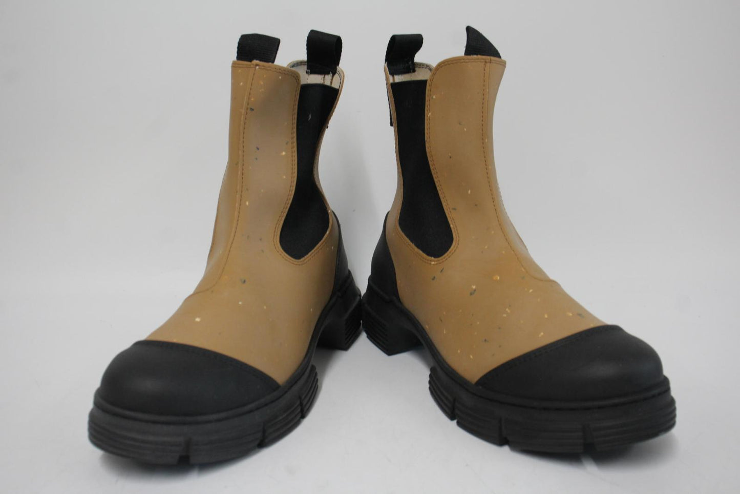 GANNI Ladies Tan Brown Flecked Recycled Rubber Chelsea Boots EU41 UK8 NEW