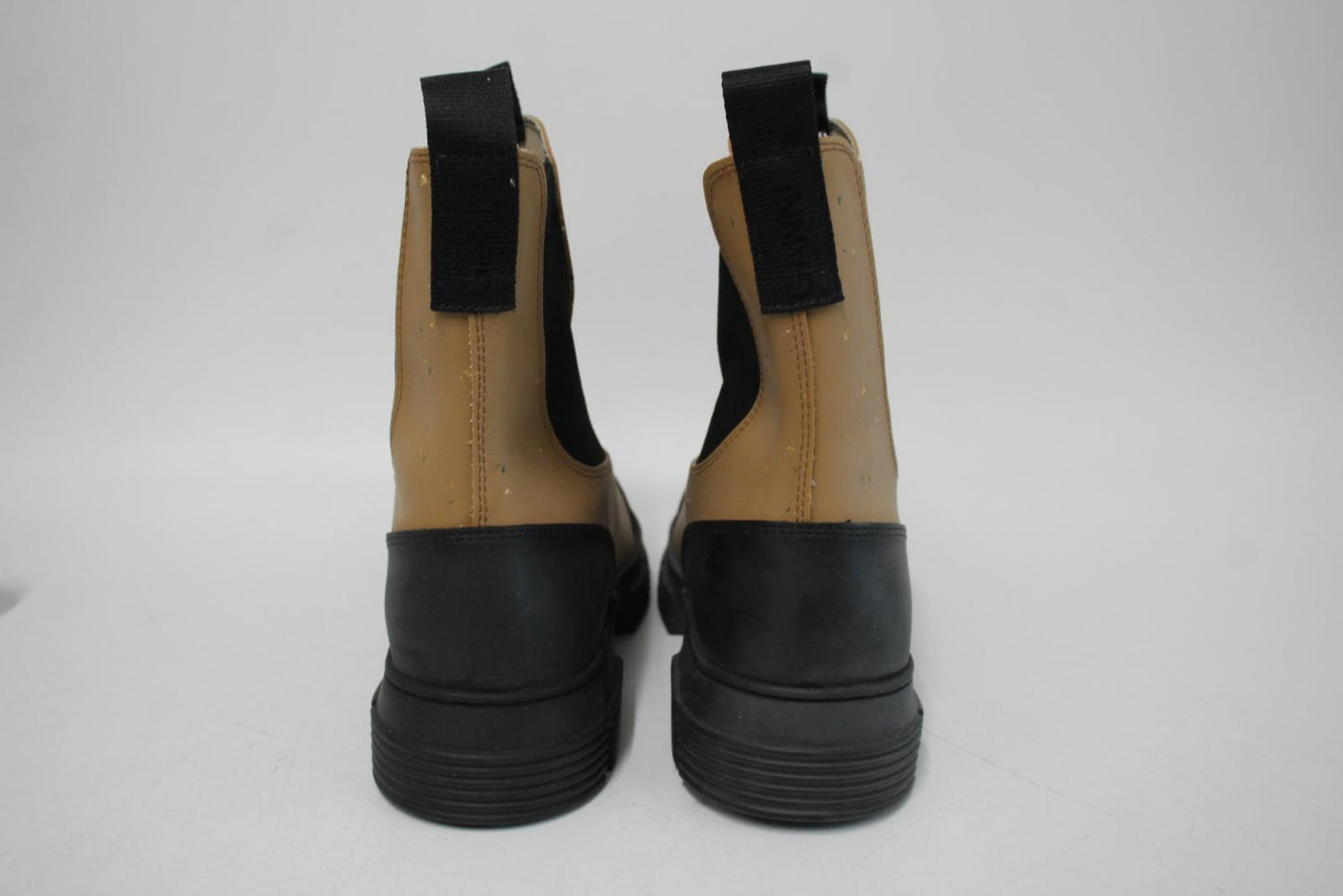 GANNI Ladies Tan Brown Flecked Recycled Rubber Chelsea Boots EU41 UK8 NEW