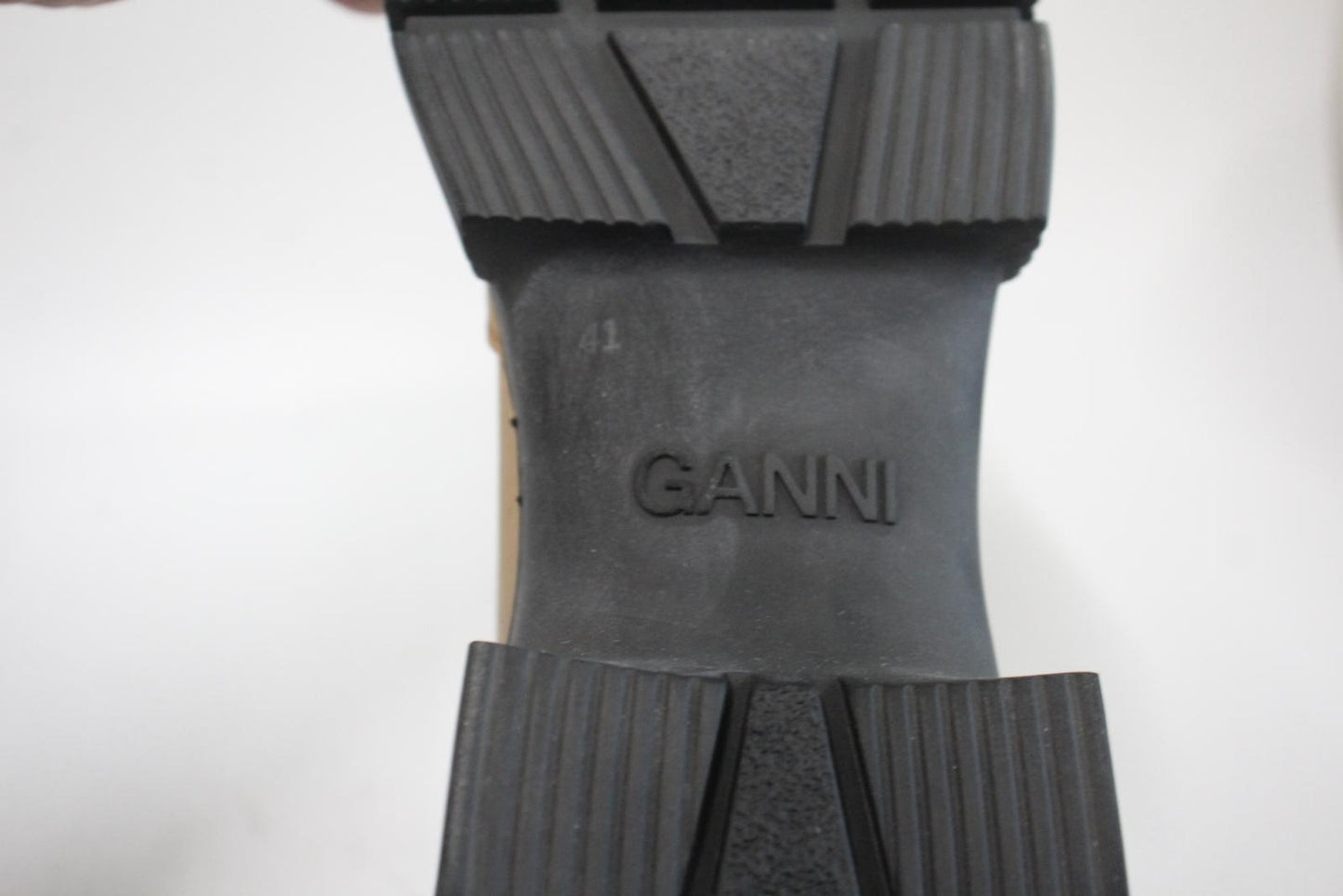GANNI Ladies Tan Brown Flecked Recycled Rubber Chelsea Boots EU41 UK8 NEW