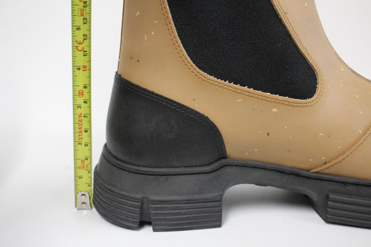 GANNI Ladies Tan Brown Flecked Recycled Rubber Chelsea Boots EU41 UK8 NEW
