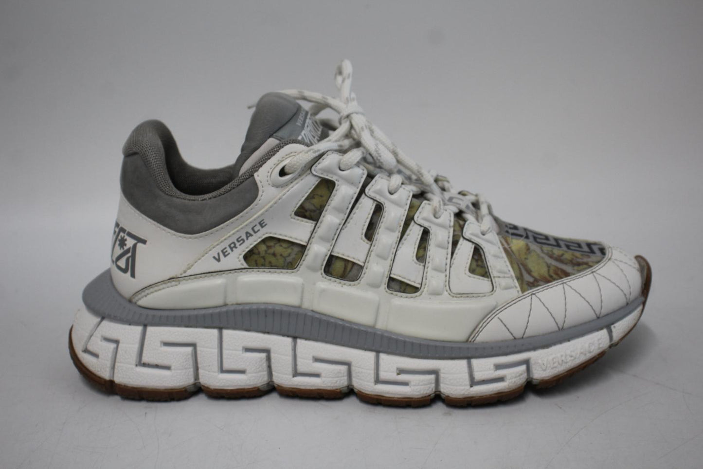 VERSACE Men's White Leather Trigreca Sneakers Trainers IT41.5 UK7.5 NEW