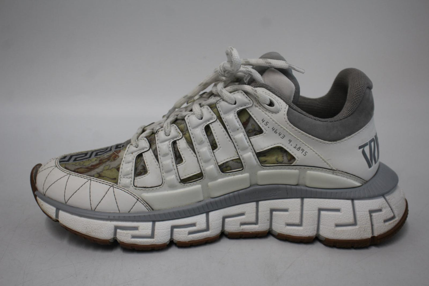 VERSACE Men's White Leather Trigreca Sneakers Trainers IT41.5 UK7.5 NEW
