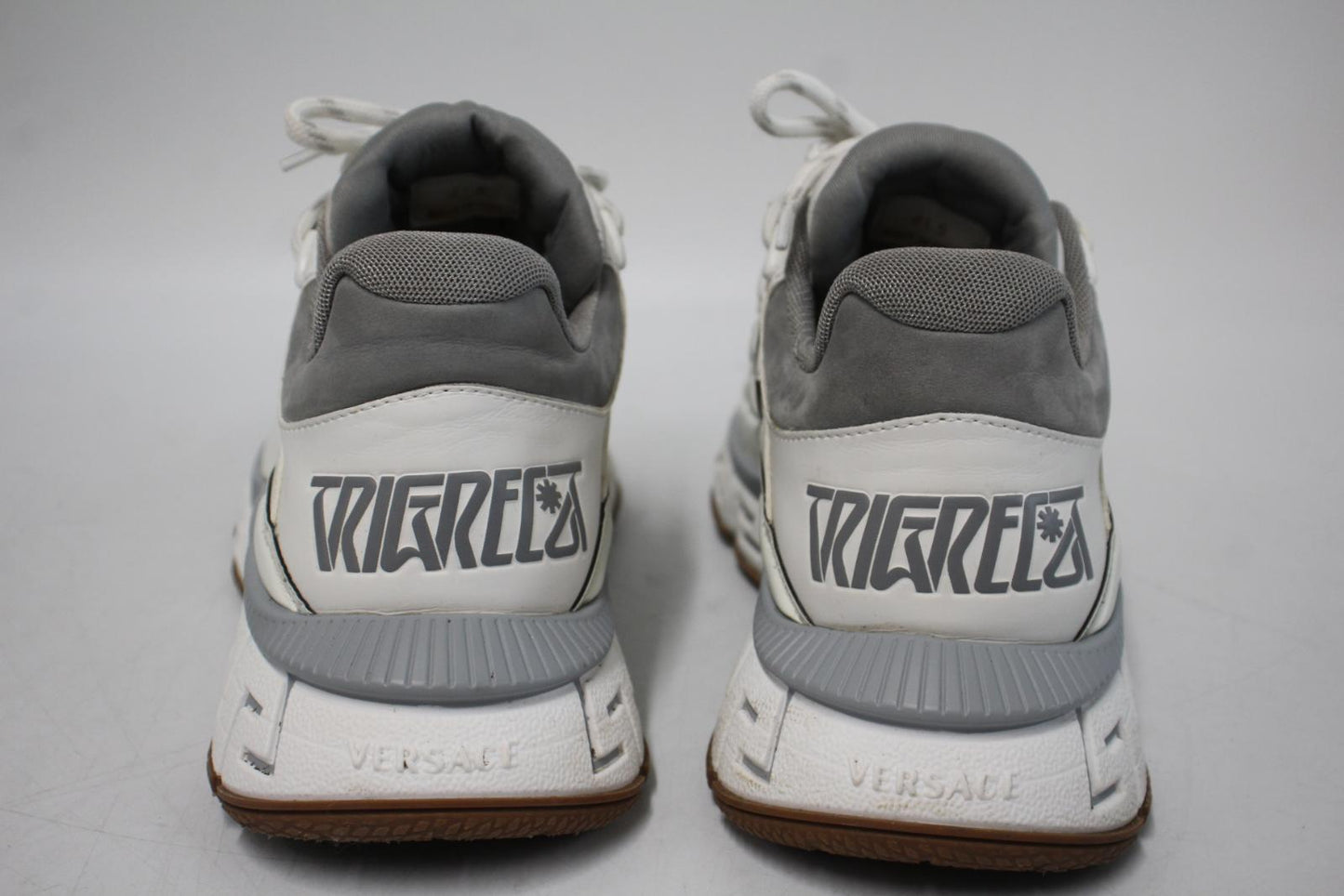 VERSACE Men's White Leather Trigreca Sneakers Trainers IT41.5 UK7.5 NEW