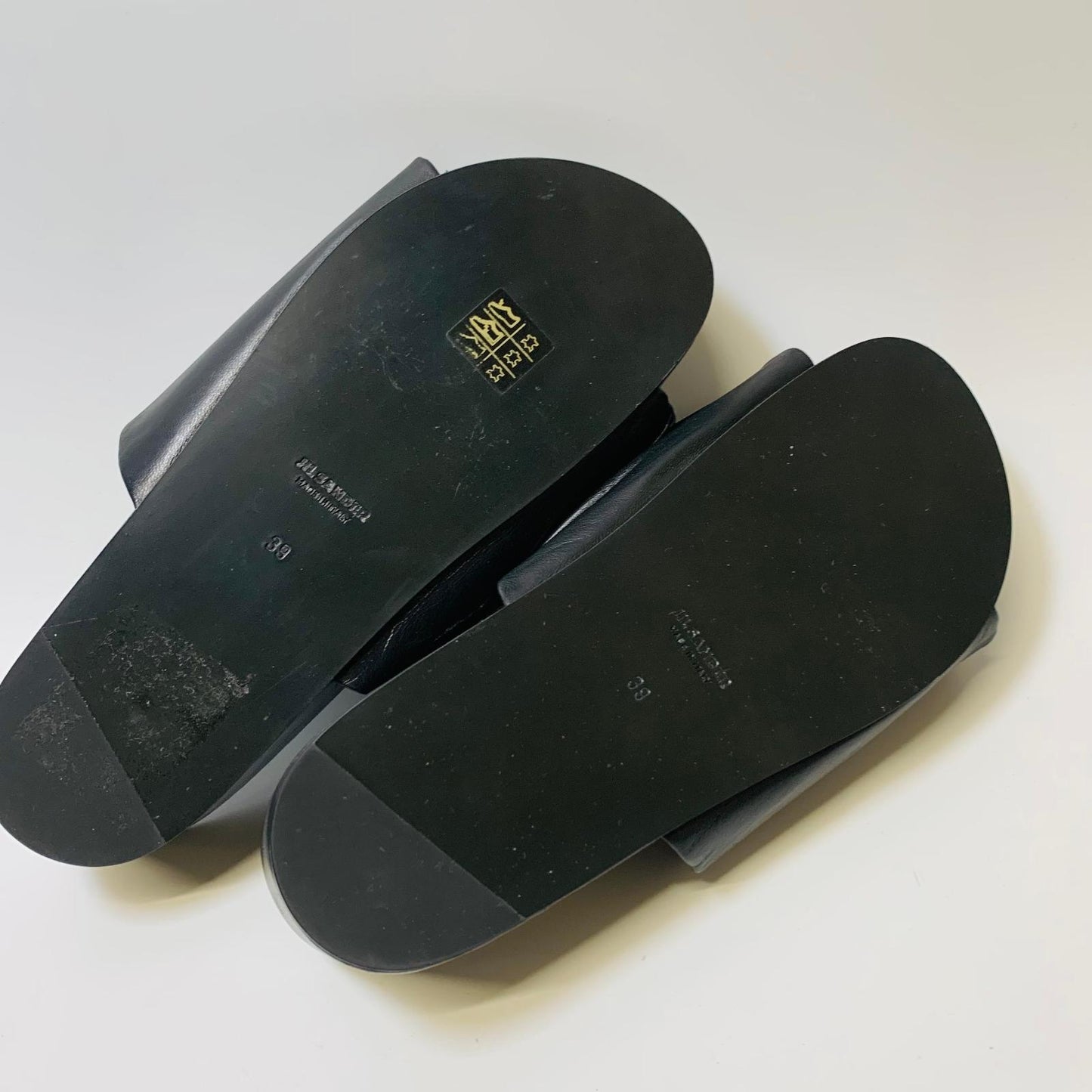 JIL SANDER Black Ladies Flat Sliders Ruched Slip On Flat Size UK 6 NEW
