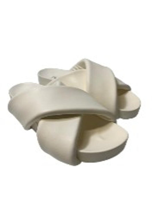 JIL SANDER White Ladies Fussbet Sandal Flat Leather Slip On Flat UK 7 NEW
