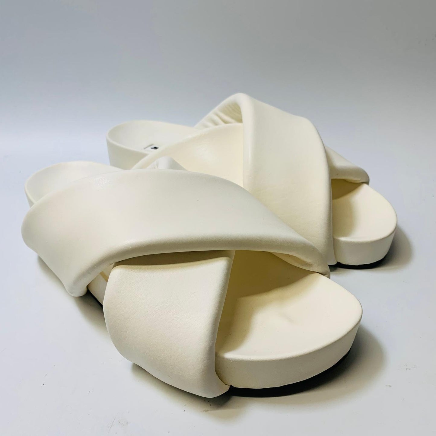 JIL SANDER White Ladies Fussbet Sandal Flat Leather Slip On Flat UK 7 NEW