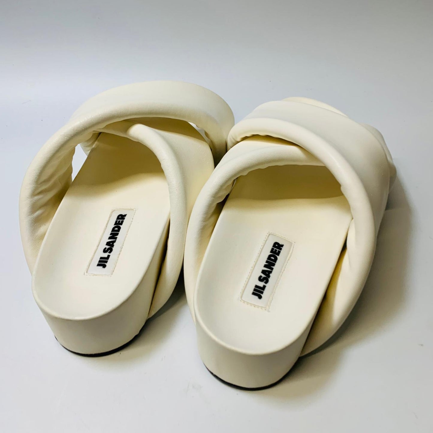 JIL SANDER White Ladies Fussbet Sandal Flat Leather Slip On Flat UK 7 NEW