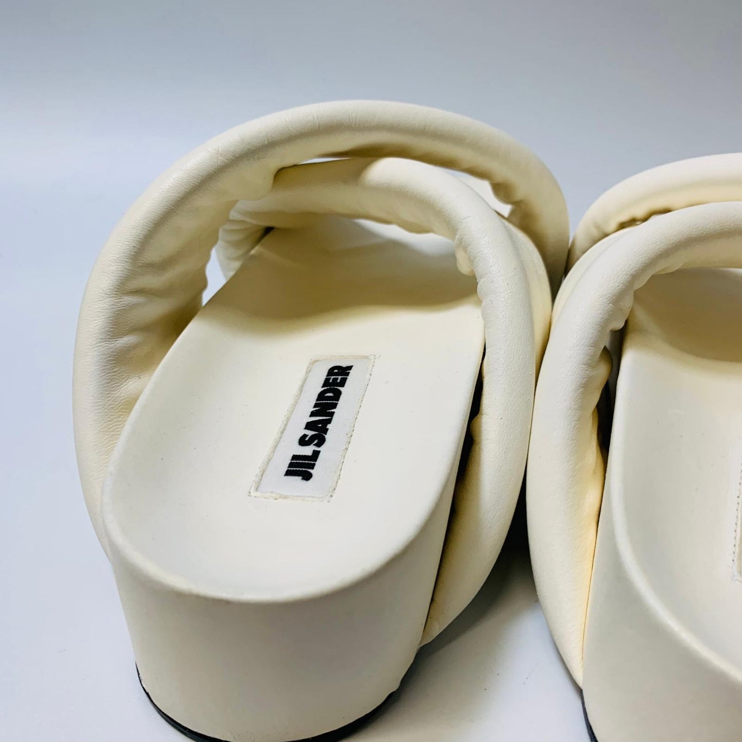 JIL SANDER White Ladies Fussbet Sandal Flat Leather Slip On Flat UK 7 NEW