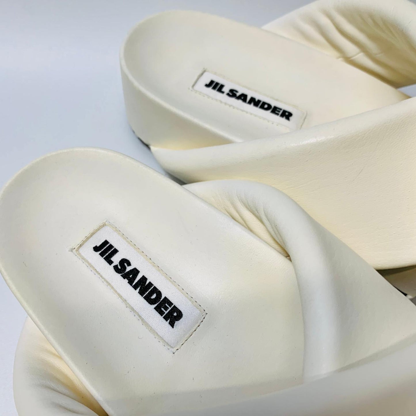 JIL SANDER White Ladies Fussbet Sandal Flat Leather Slip On Flat UK 7 NEW