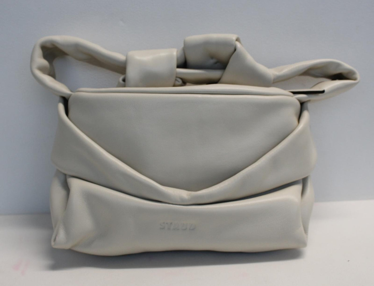 STAUD Ladies Kiss Leather Zip Adjustable Strap Shoulder Bag Cream Ivory NEW