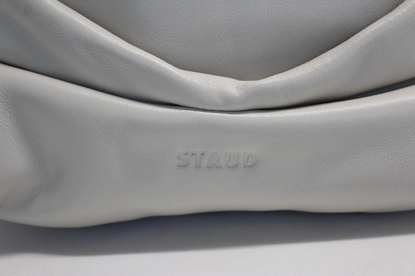 STAUD Ladies Kiss Leather Zip Adjustable Strap Shoulder Bag Cream Ivory NEW
