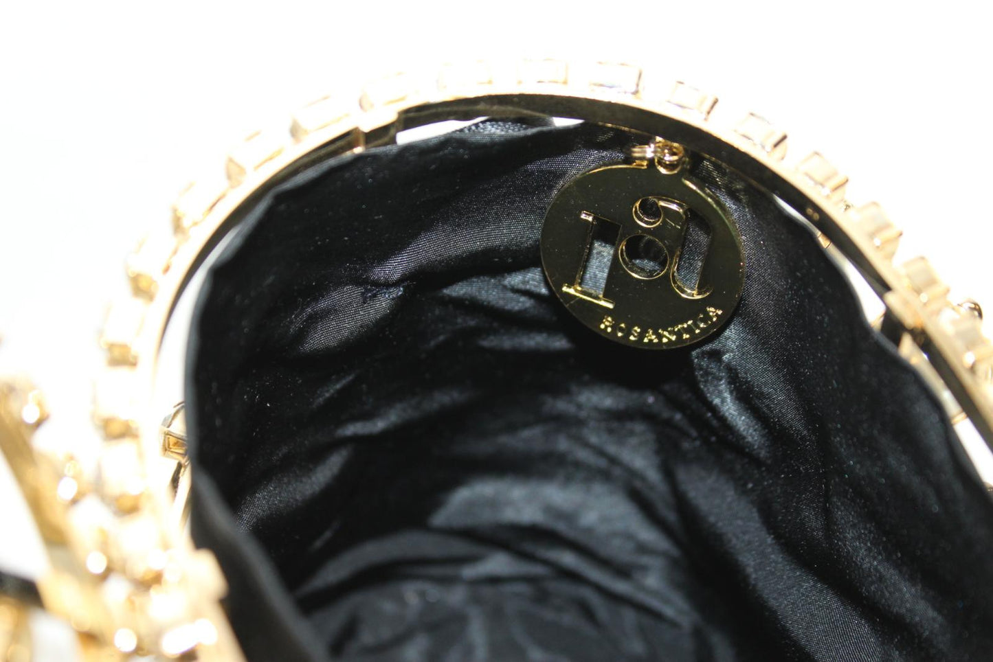 ROSANTICA Ladies Holli Explosion Black Gold Tone Faux Pearl & Crystals Bag NEW