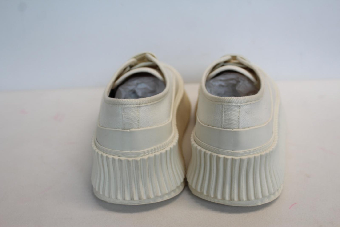 JIL SANDER Ladies Olona Canvas Flatform Sneakers Cream White EU36 UK3 NEW
