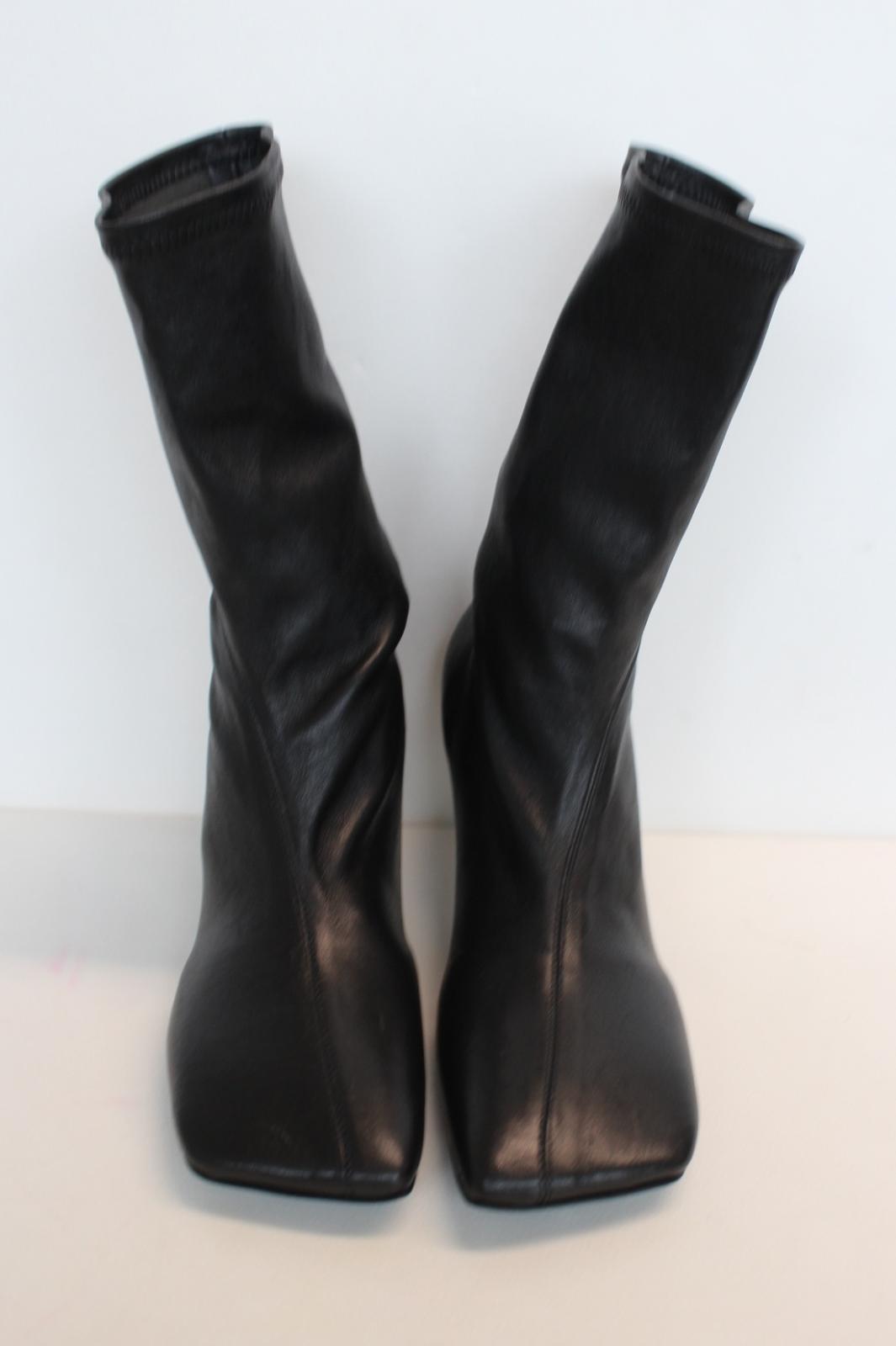 JIL SANDER Ladies Leather 70mm Square Toe Ankle Boots Black EU40 UK7 NEW