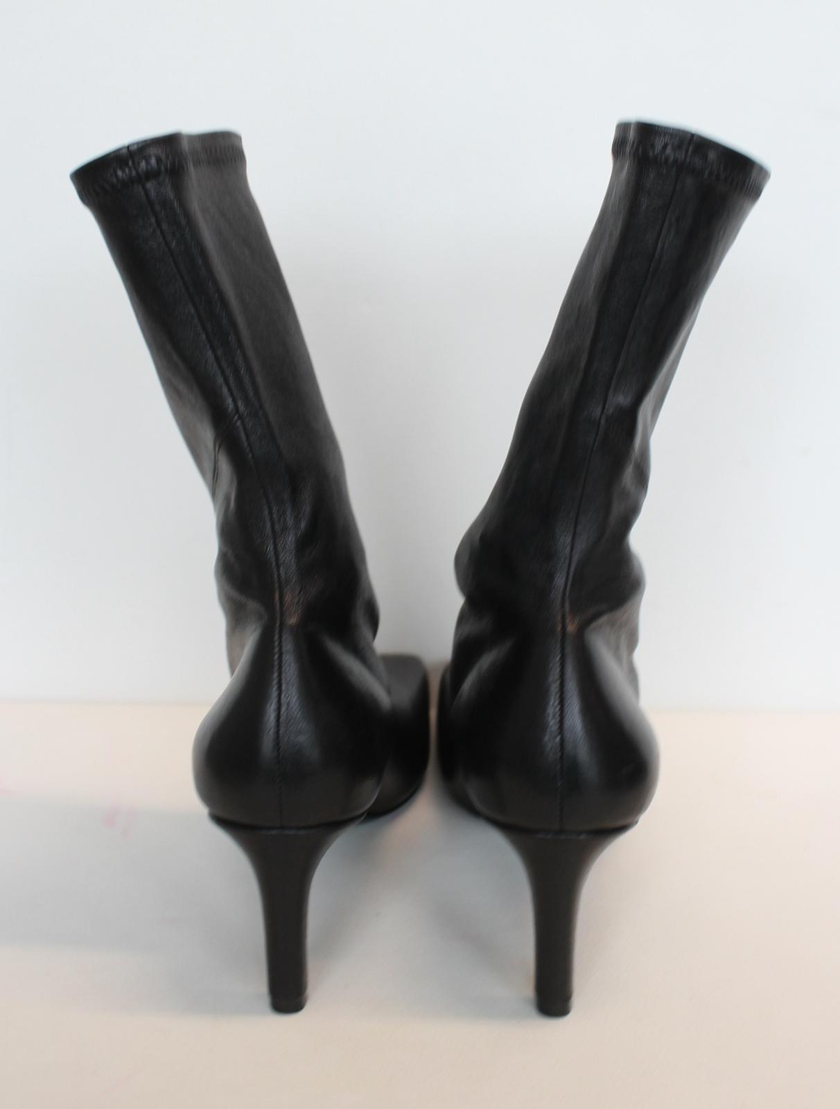 JIL SANDER Ladies Leather 70mm Square Toe Ankle Boots Black EU40 UK7 NEW