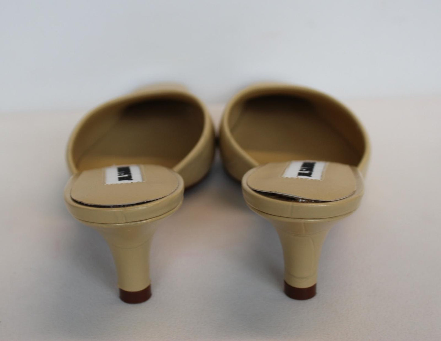 JIL SANDER Ladies 50mm Croc-Embossed Leather Mules Linen Yellow EU37 UK4 NEW