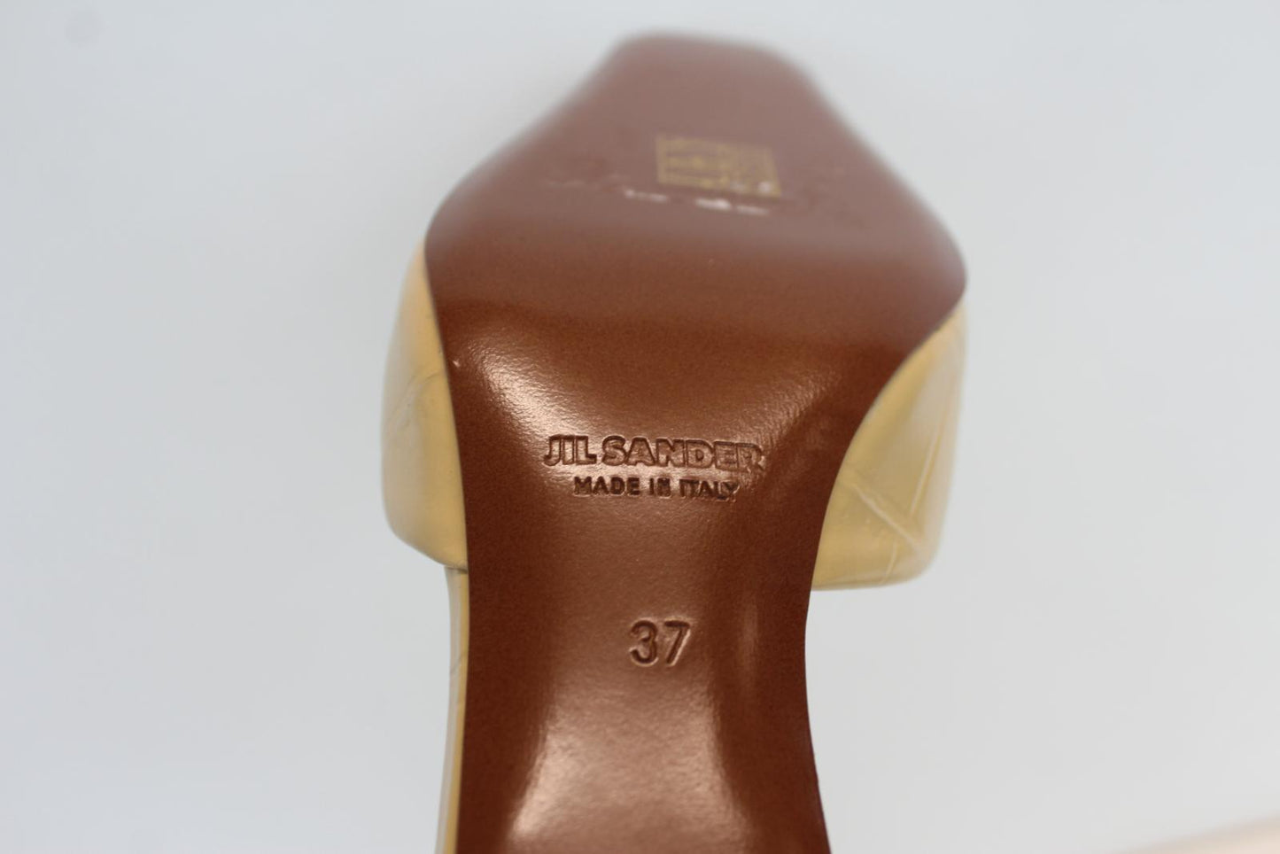 JIL SANDER Ladies 50mm Croc-Embossed Leather Mules Linen Yellow EU37 UK4 NEW