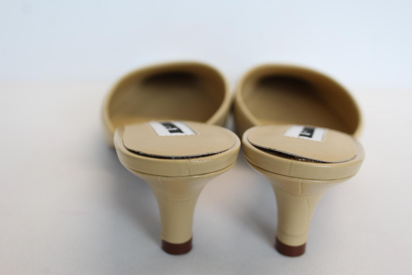 JIL SANDER Ladies 50mm Croc-Embossed Leather Mules Linen Yellow EU37 UK4 NEW
