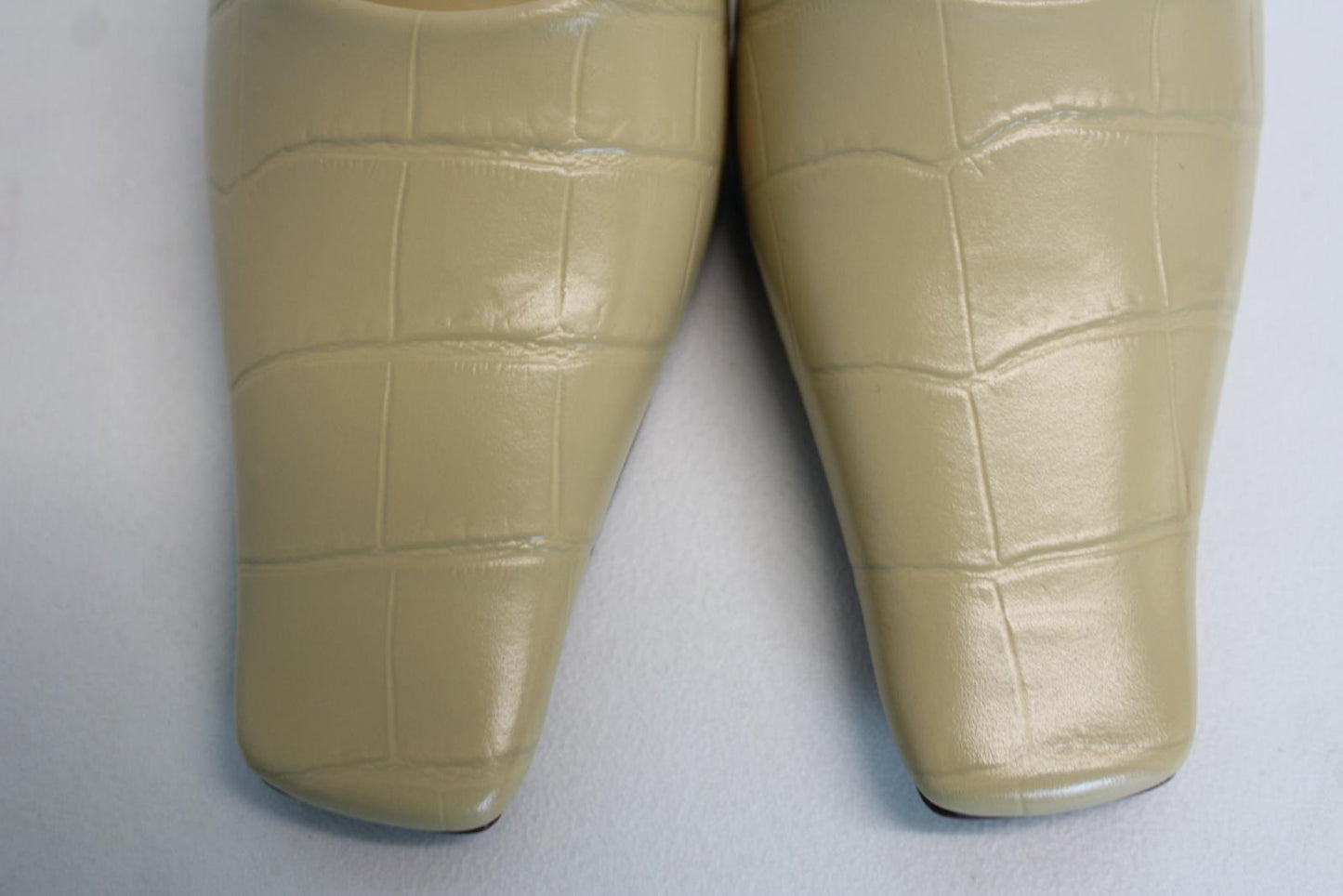 JIL SANDER Ladies 50mm Croc-Embossed Leather Mules Linen Yellow EU37 UK4 NEW