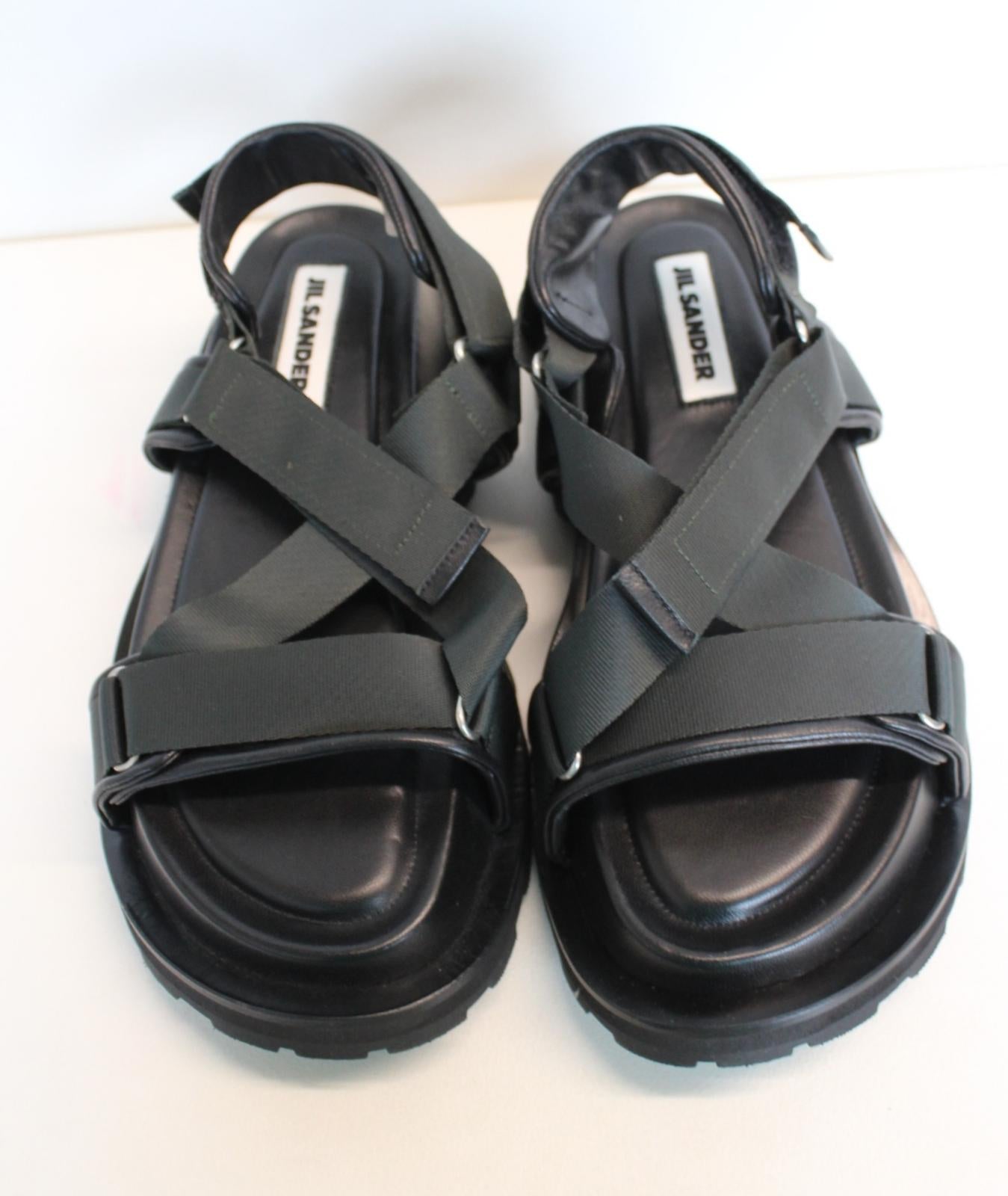 JIL SANDER Ladies Nylon Leather Chunky Hiking Sandals Black EU38 UK5 NEW