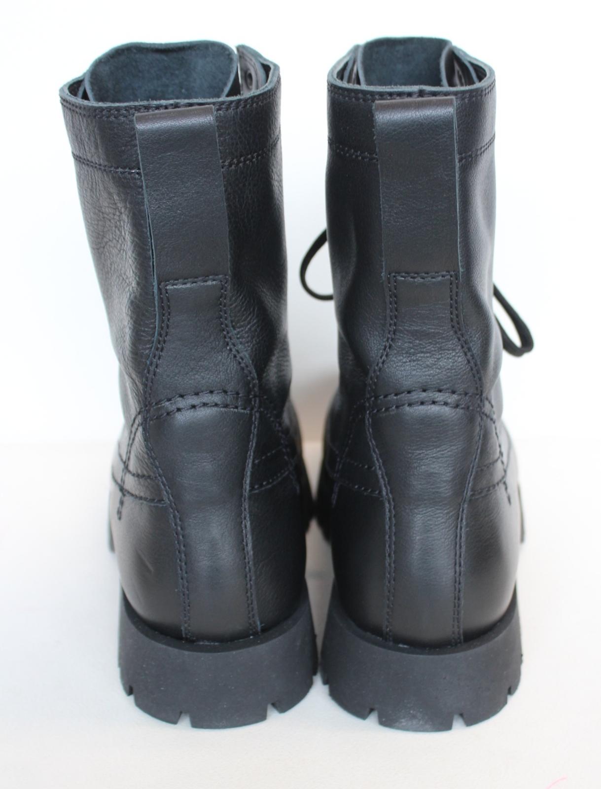 JIL SANDER Ladies Leather Combat High Ankle Boots Shoes Black EU40 UK7 NEW